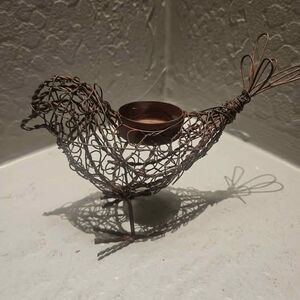 Metal Filagree Bird Candle Votive Colonial Tinworks 4"